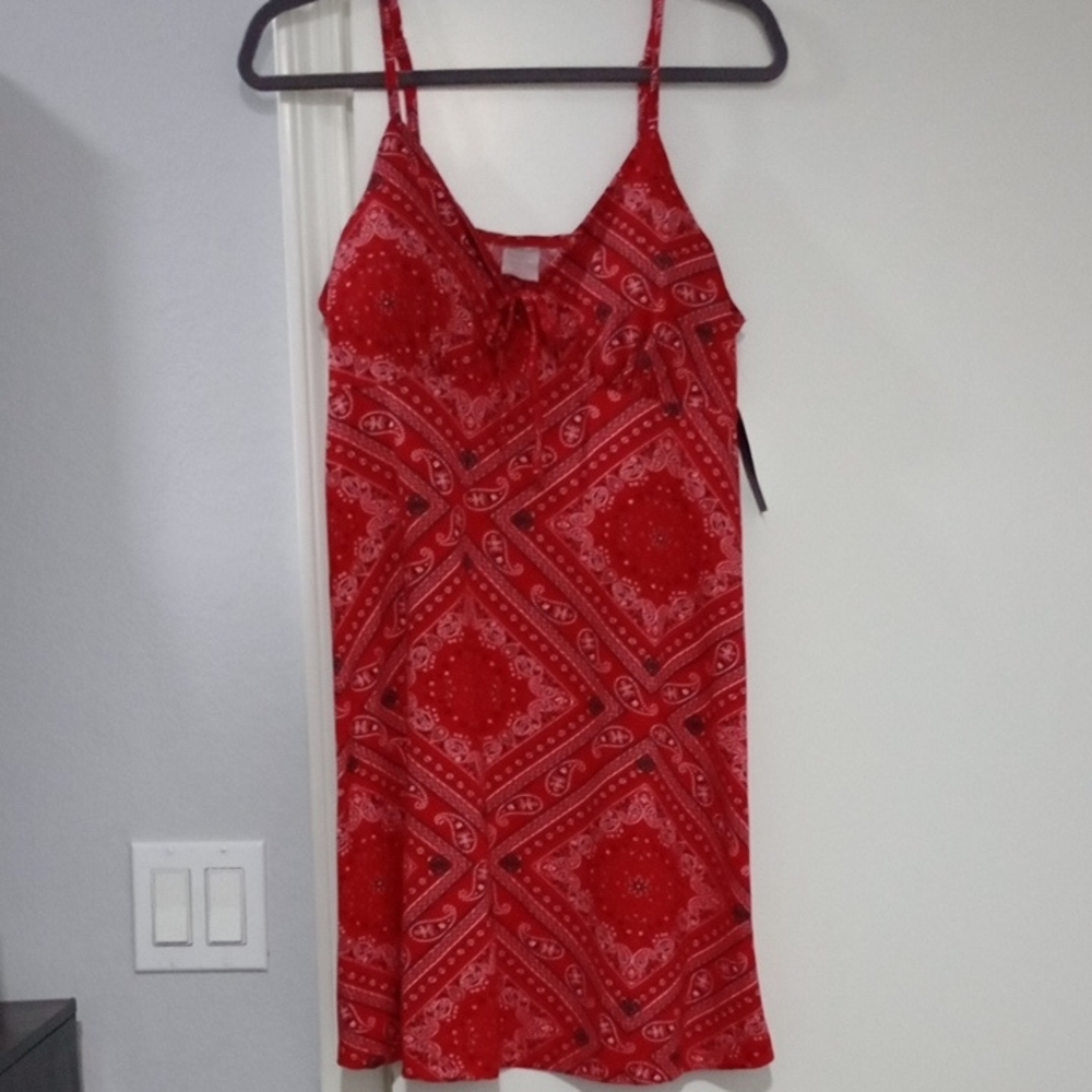 NWT No Boundaries Red Bandana-Print Camisole Dress Size XL 15-17
